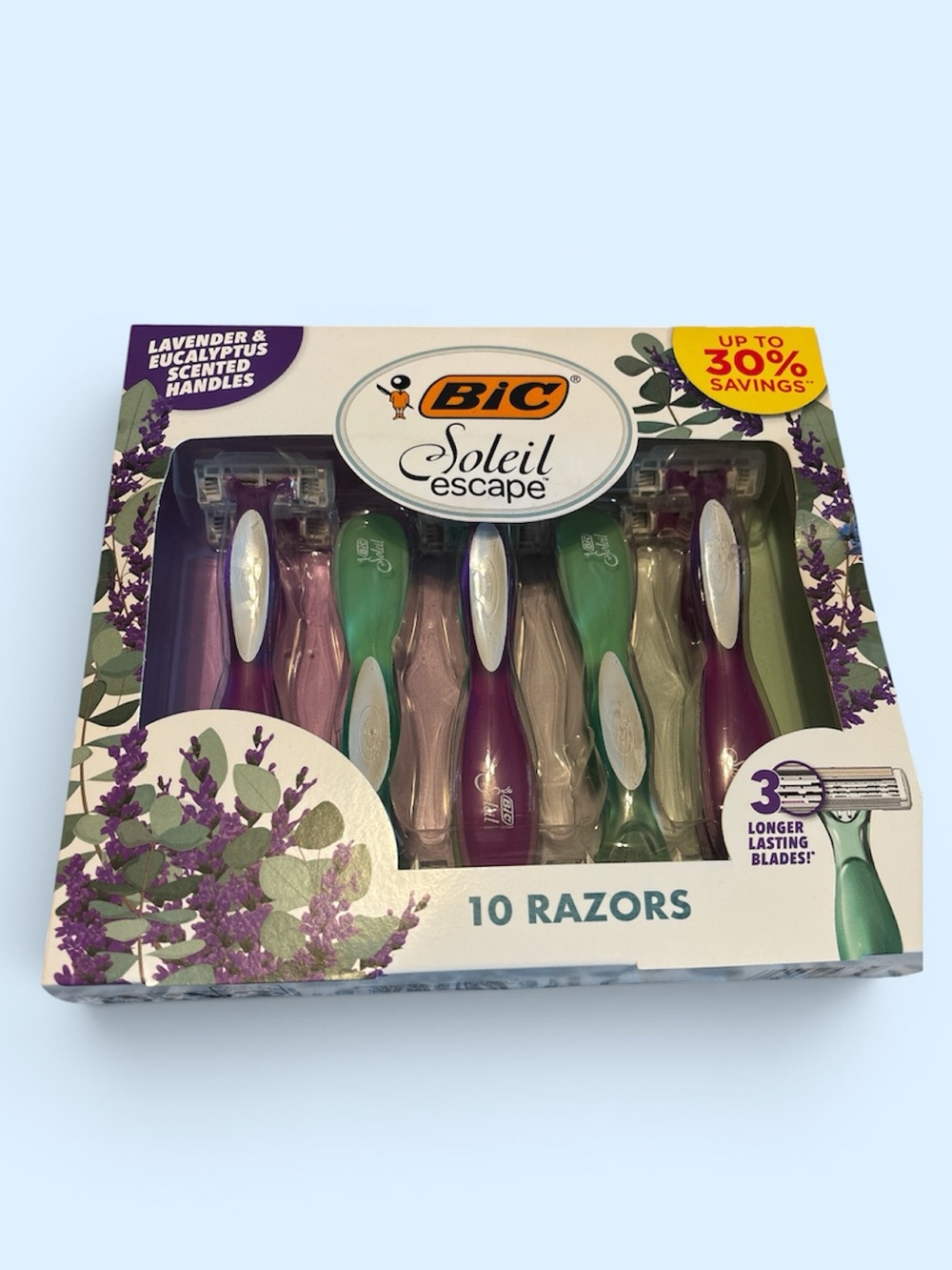 BIC Soleil Escape Lavender & Eucalyptus Disposable Razors - Purple, Green, Pink